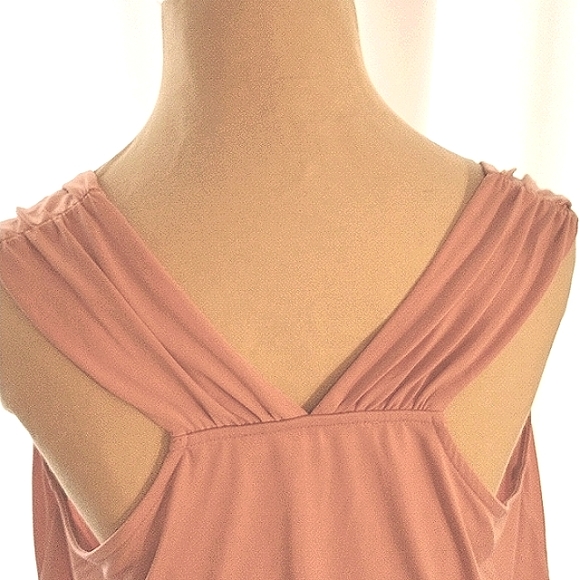 BCBGeneration Summer Top Asymmetrical V-front L Rose Tan color Sz M - Picture 11 of 16